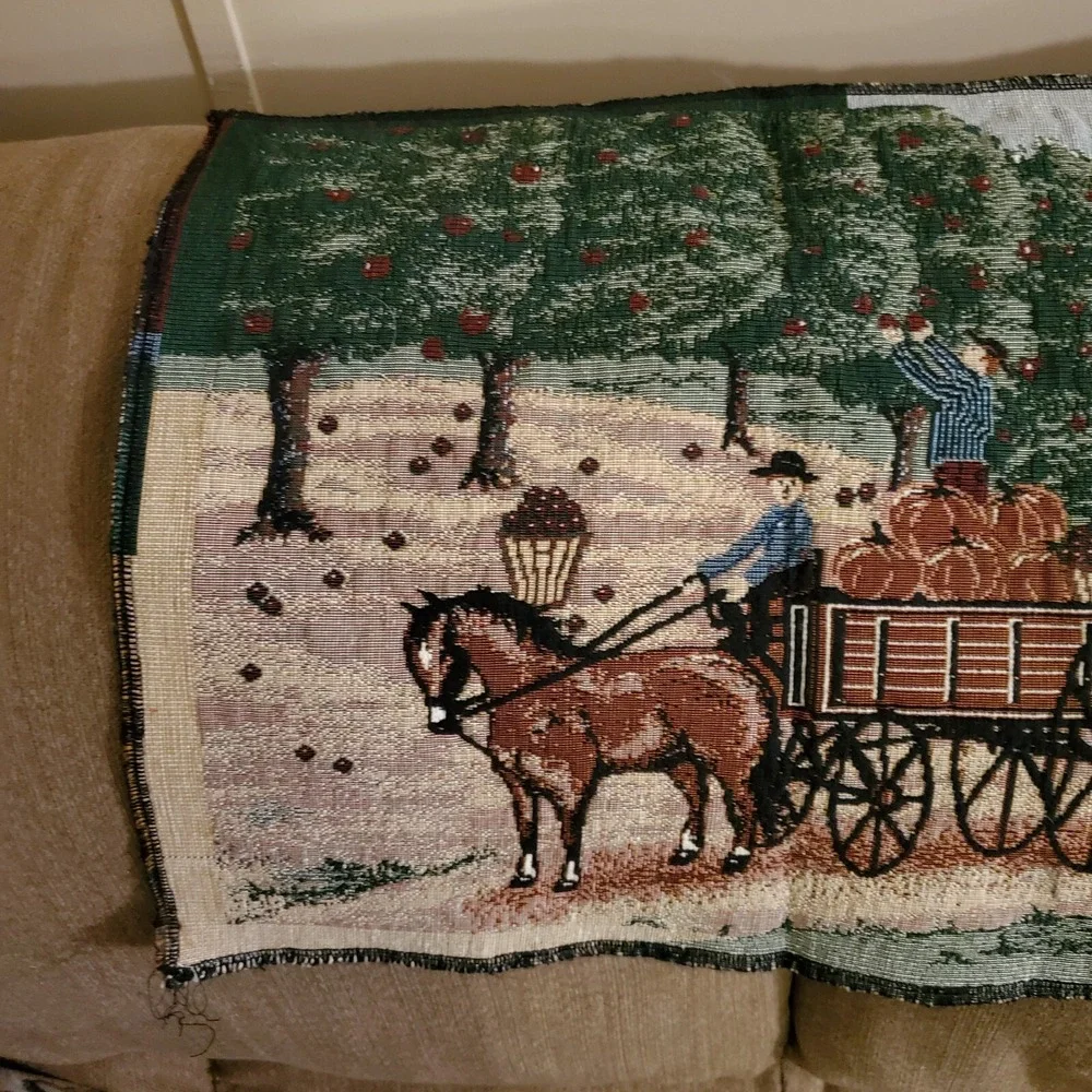 Vintage Woven Tapestry Country Scene 34